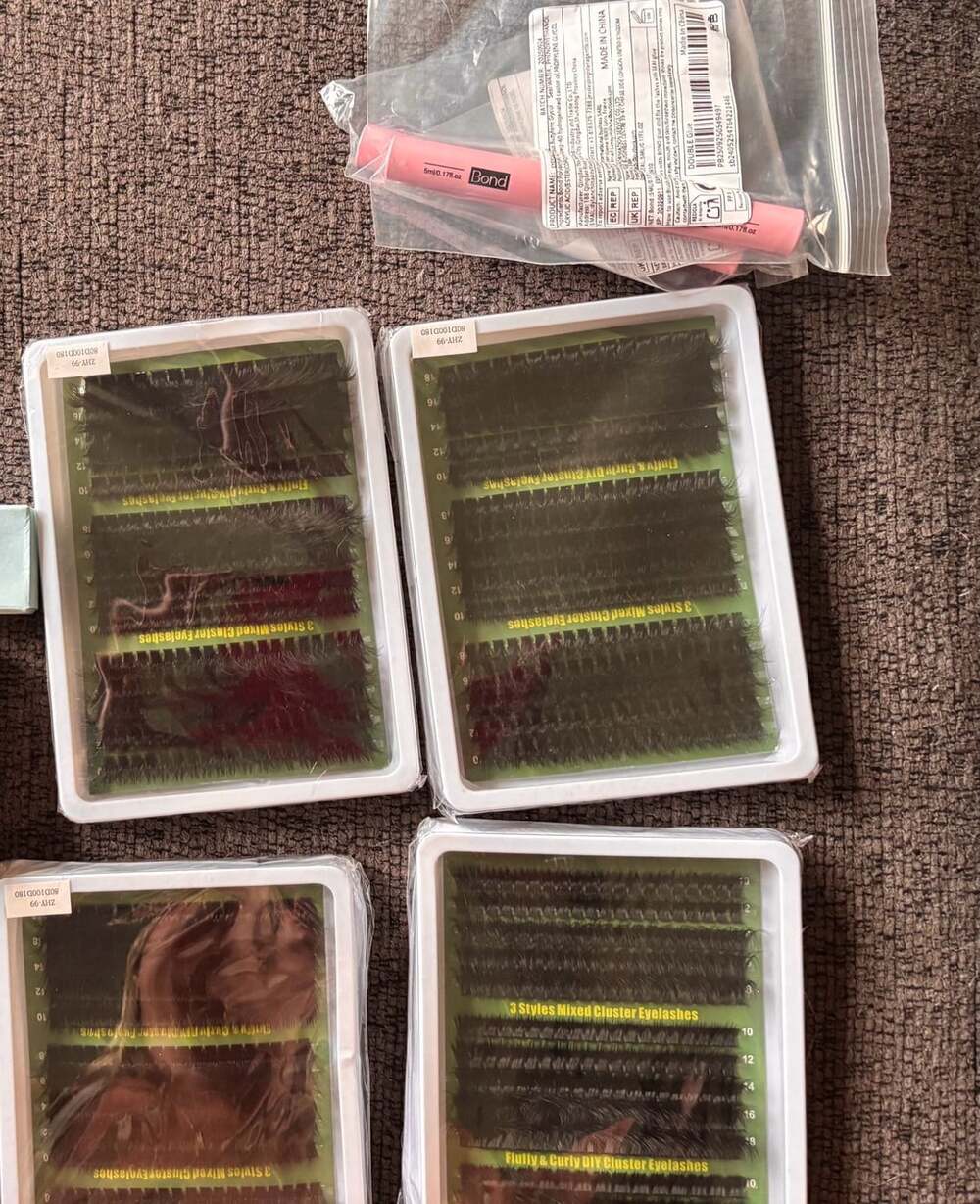 All NEW!! Thick Lash Clusters. fake lash glue (2) and nail top coat (3)